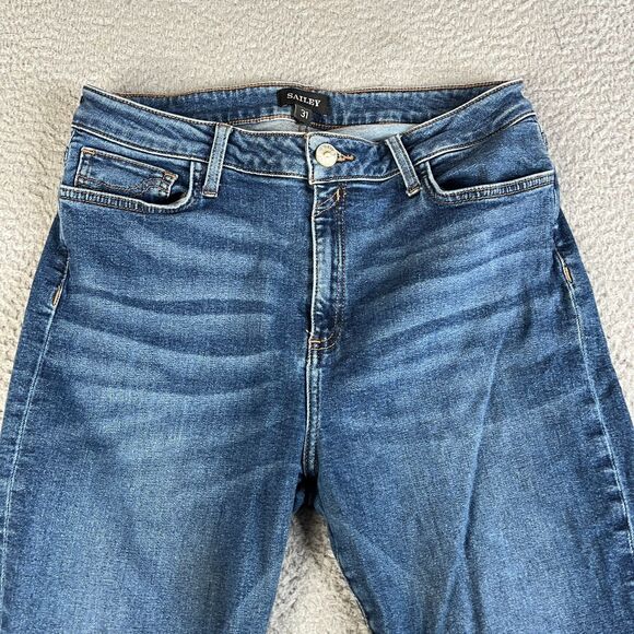 Wide Leg Flare Jeans Womens 31 Blue Distressed Stretch  Mid Rise 30x32 Sailey - Picture 4 of 13